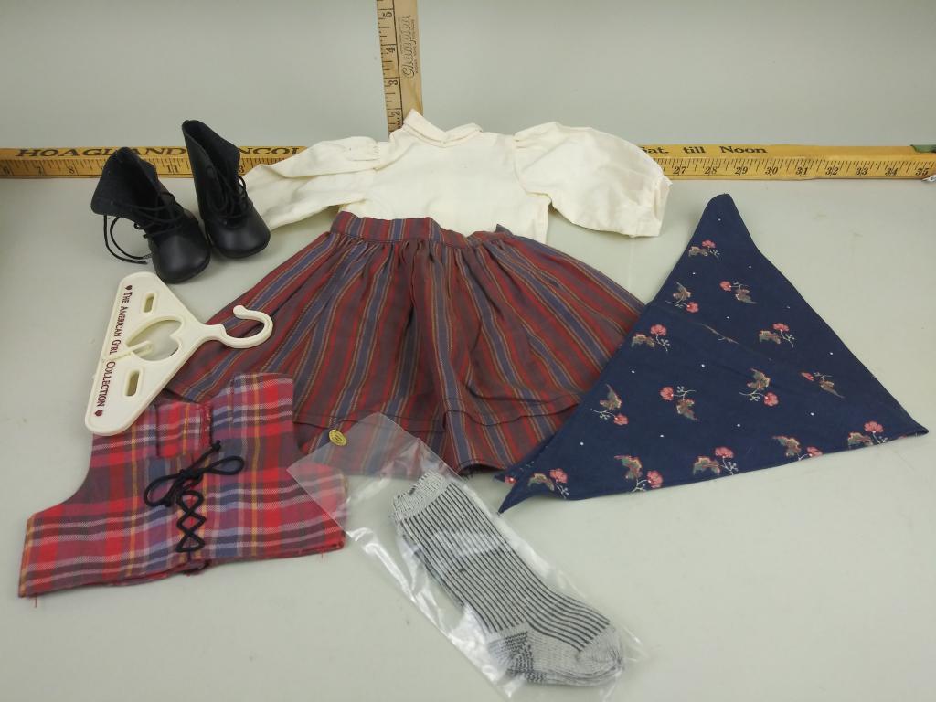 American Girl Kirsten 'Swedish Dirndl & Kerchief: Skirt, vest, blouse, kerchief, socks, black boots All items in great condition