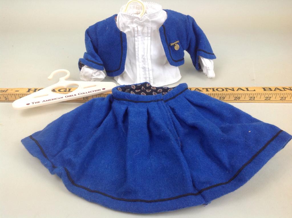 American Girl Addy 'School' outfit: Blue skirt and jacket, white blouse All items in great condition