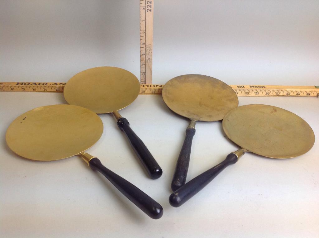 (4) Brass & Wood Communion Patens (1 of 3)