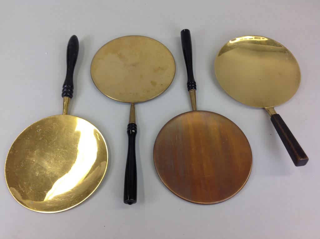 (4) Brass & Wood Communion Patens (1 of 9)