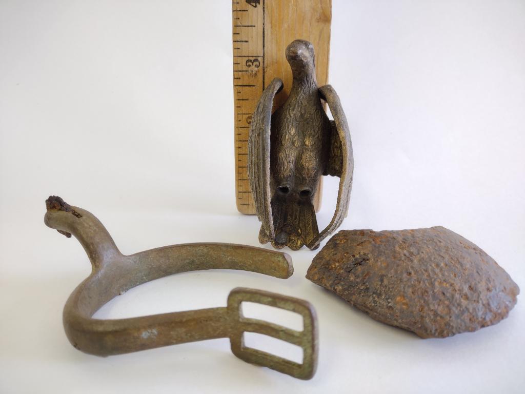 Civil War Flag Pole Eagle Finial, Portion of Spur, Shell Fragment (1 of 4)