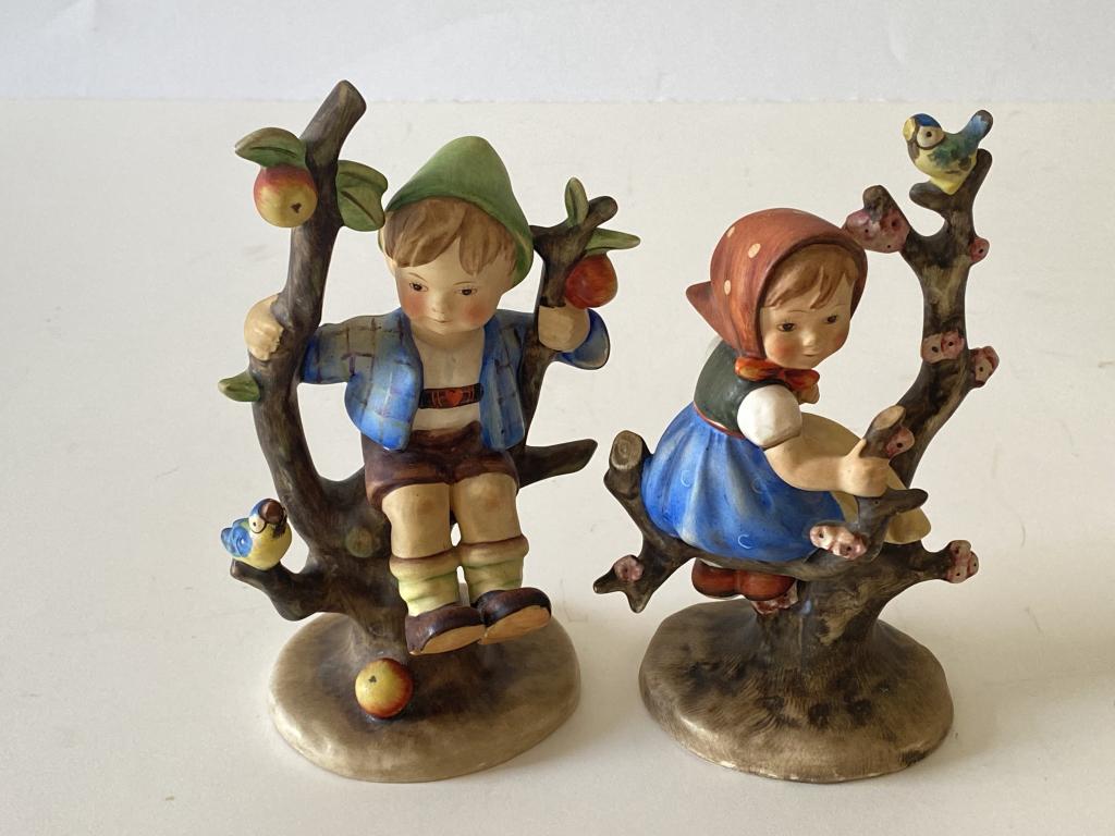 2 Hummel Figurines Girl in an Apple Tree & Apple Tree Boy: 6.5" - 7"H. Good condition. No chips or cracks.
