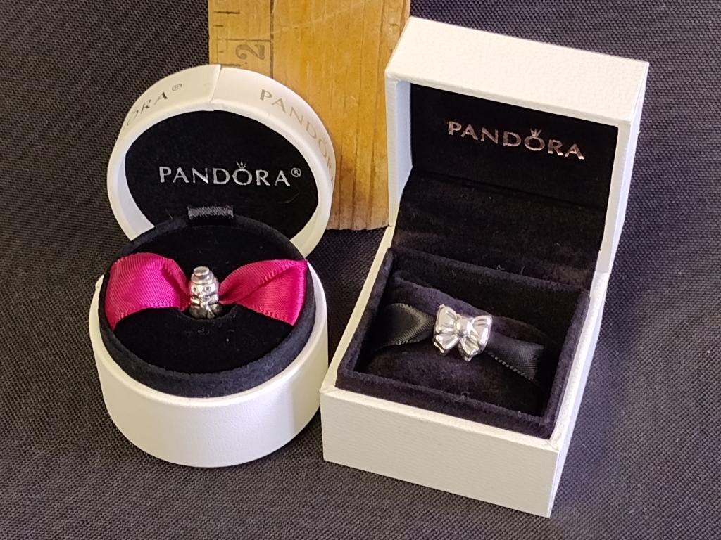 (2) Pandora Sterling Charms in the boxes: Perfect Gift and Snowman