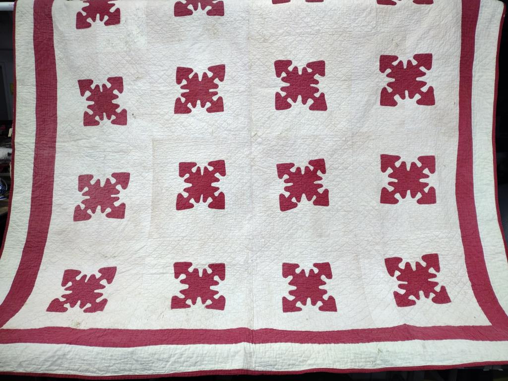Vintage Hand Pieced & Stitched Quilt 73" x 71" (1 of 11)