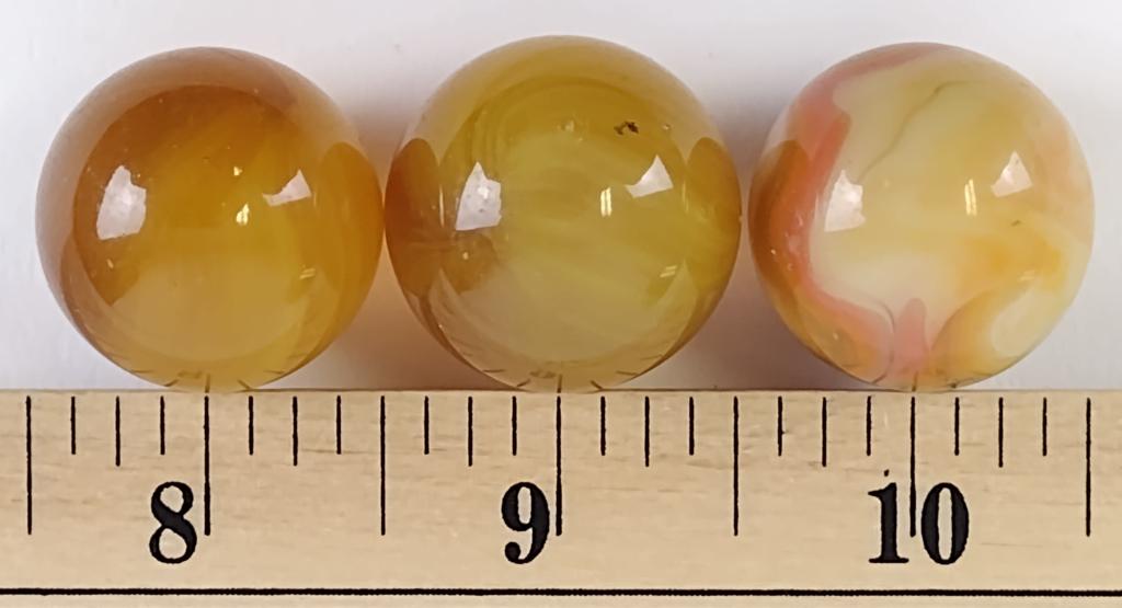 (3) Vintage Glass Shooter Marbles 15/16": (3) Vintage Glass Shooter Marbles 15/16"