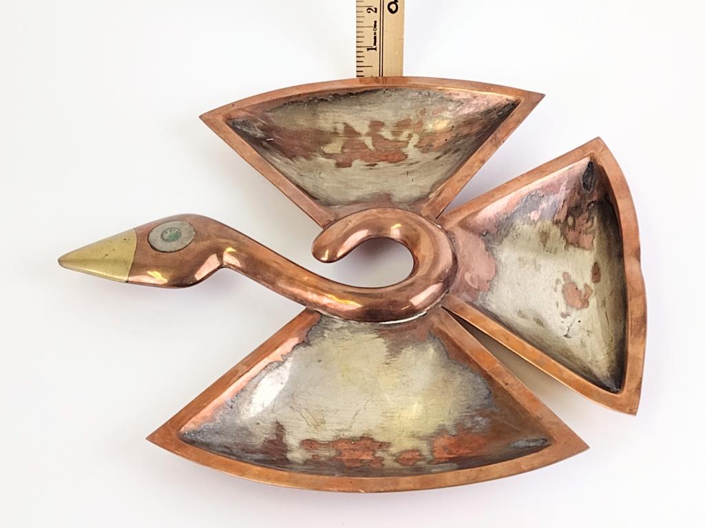 Mid Century Los Castillo Mexican Copper Bird Tray (1 of 5)