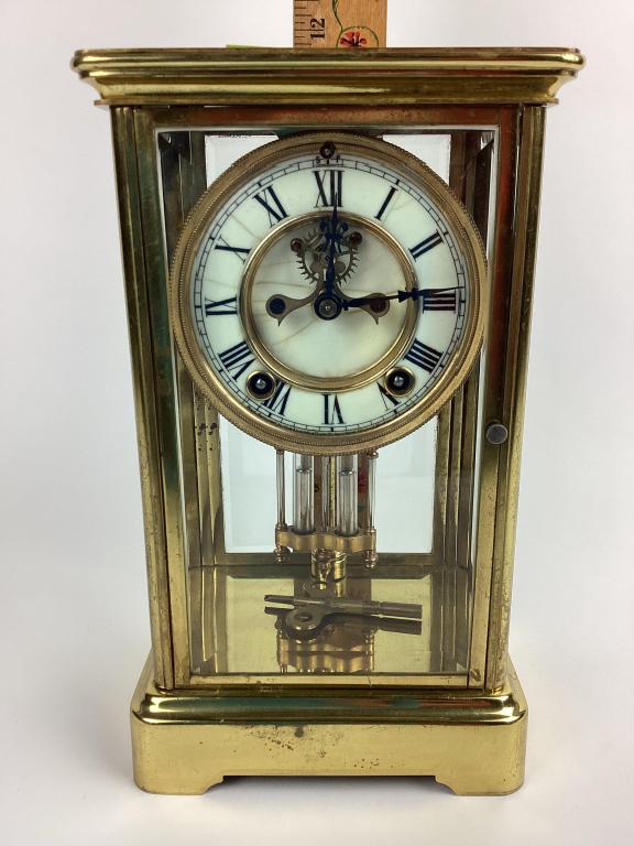 Ansonia Beveled Glass Regulator Clock Auction