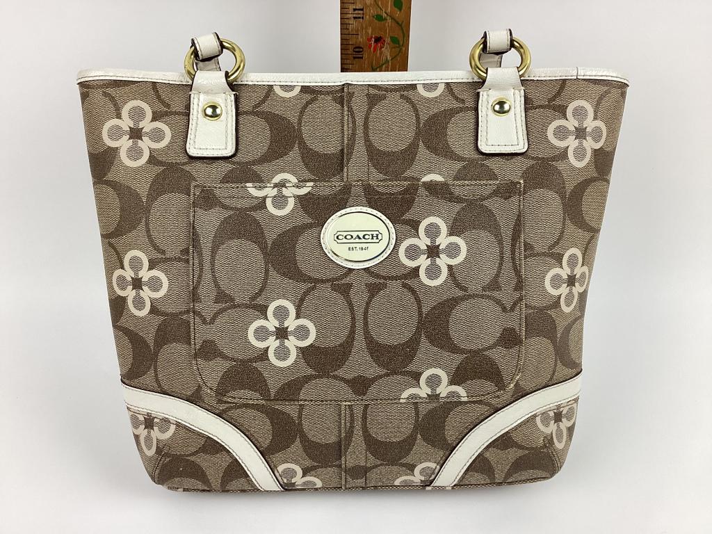Coach Handbag w/White Leather Trim (1 of 7)