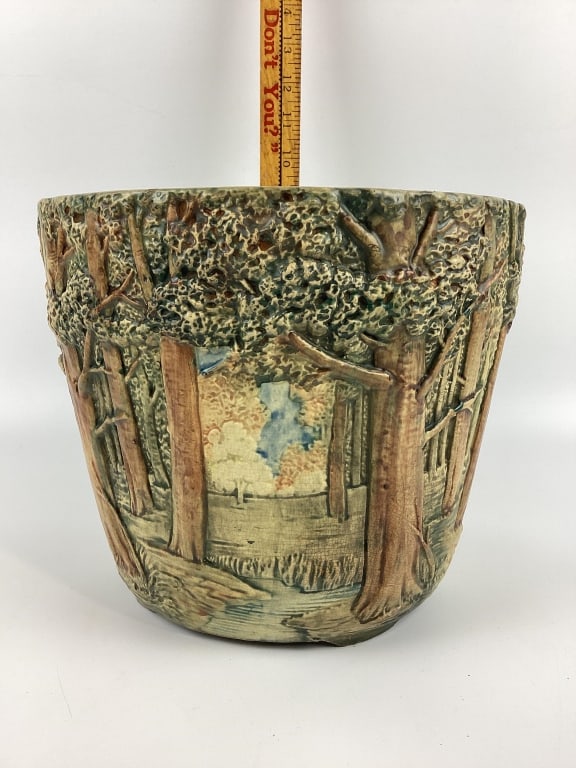 Original Antique 1920's Weller Woodcraft Forest Matte Planter Ceramic Pottery Art (1 of 6)