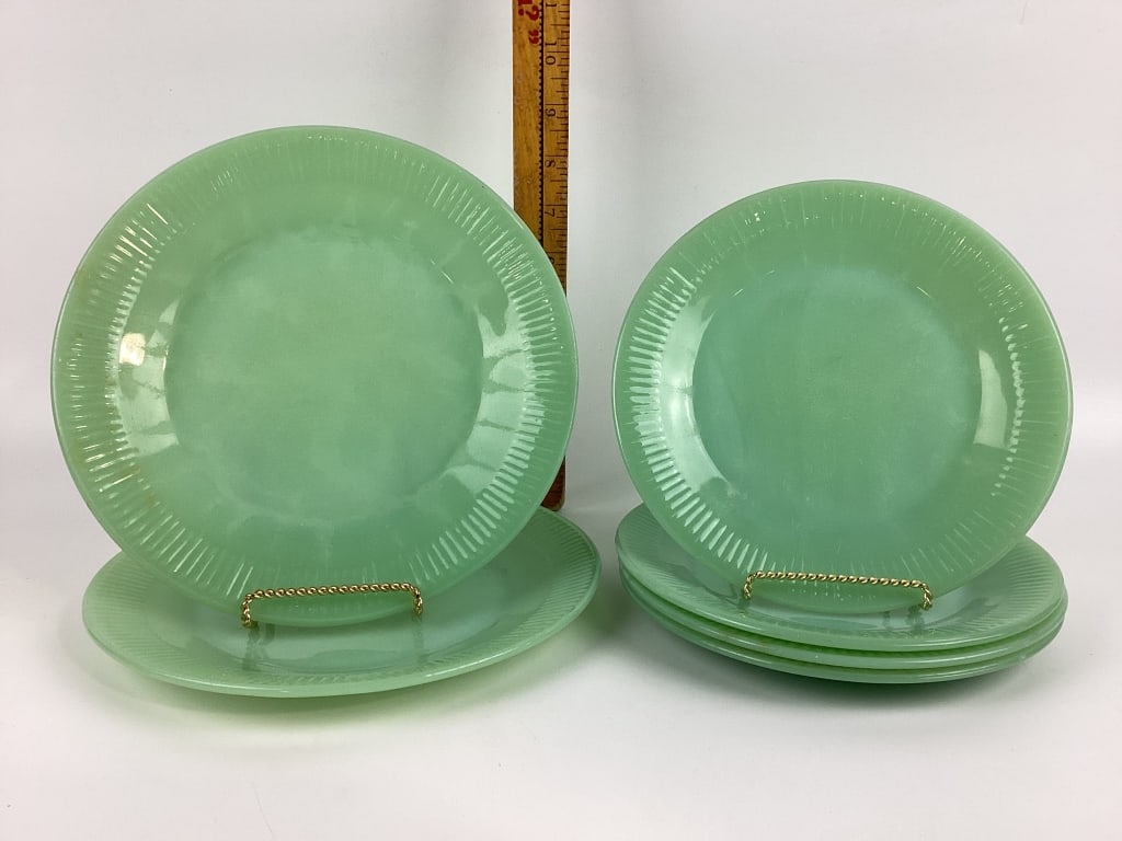 Fire King Jadeite Vintage Depression Plateware Collection, Fire King Marked Plateware Includes (2) 9 (1 of 3)