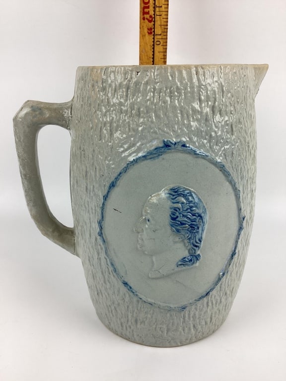 Whites Pottery Utica New York Blue & Gray 186 Centennial Pitcher (1 of 6)