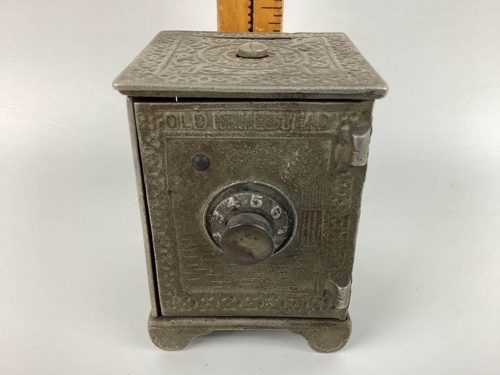 Old Homestead Safe Coin Bank Metal (1 of 6)
