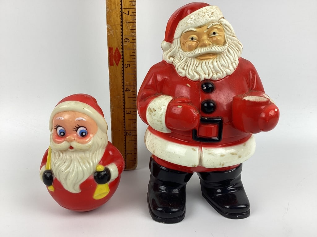 (2) 1950s Plastic Santas Light & Weeble Wobble (1 of 5)