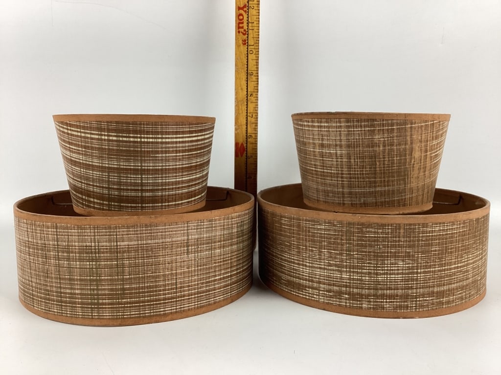 Pair of Mid Century 2-Tier Paper Bulb Clip Lampshades (1 of 5)
