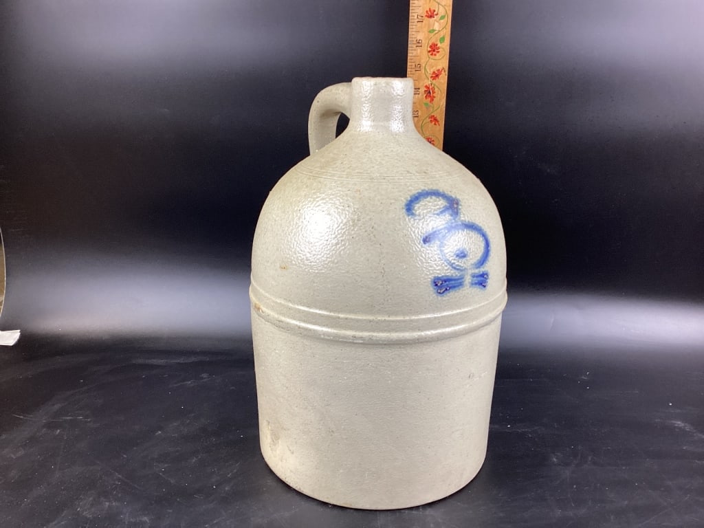 Bee Sting Crockk Vintage Antique Stoneware D?cor Jug: Bee Sting Crockk Vintage Antique Stoneware D?cor Jug, Height: 13" Width: 9" Single Handle with a Textured Glaze Finish, Cobalt Blue Bee-Sting Markings