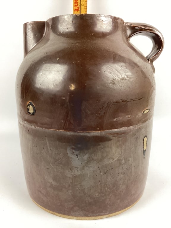 Antique Brown Glazed Stoneware Jug Pat'd Aug 7th 1894, Single Handle Earthenware Pottery Jug  with (1 of 5)