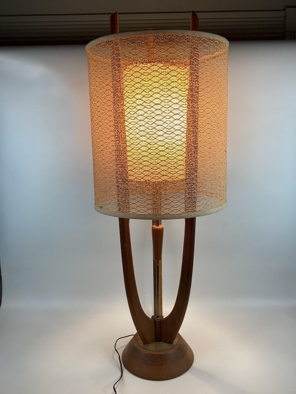 Mid Century Modern Antique Teakwood Table Lamp (1 of 5)