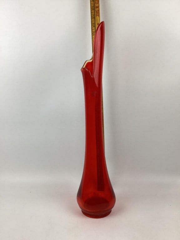Mid Century Le Smith Red Swung Glass Vase 22.5 Inches Auction