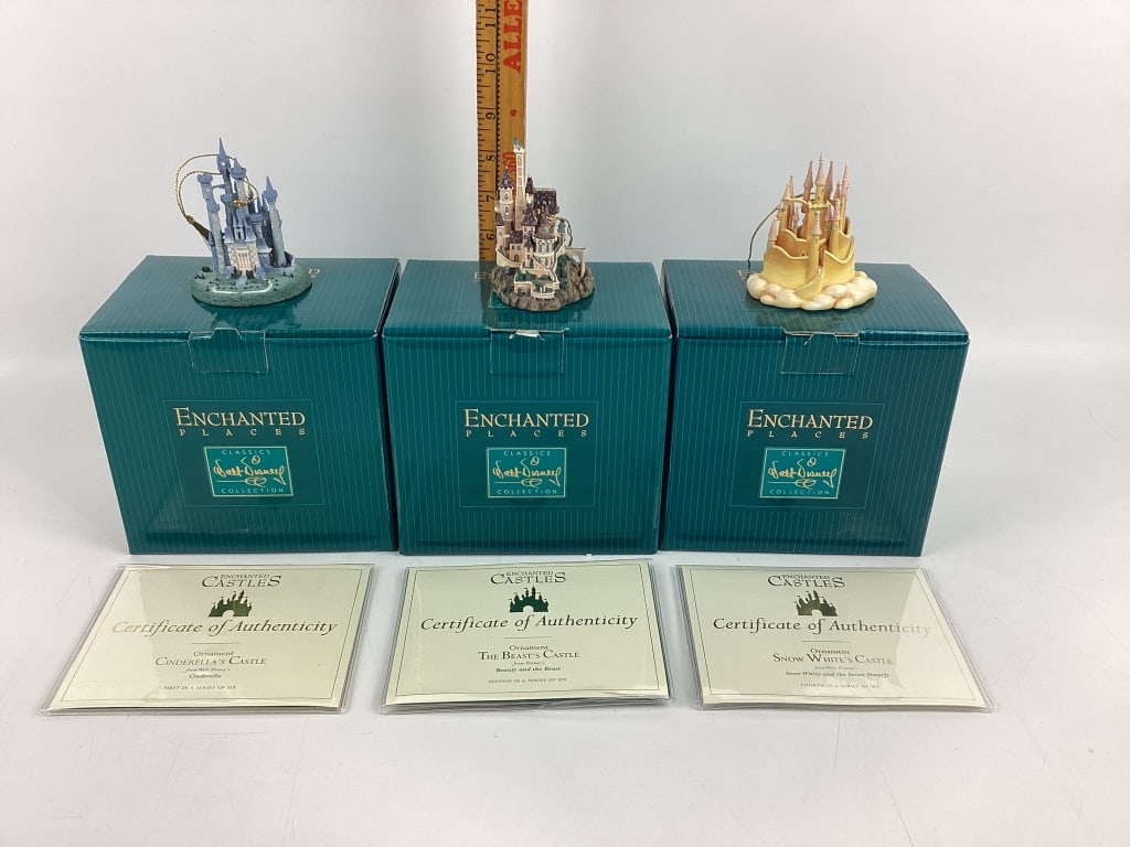 Walt Disney Classics Collection Enchanted Castles, The Beast's Castle Ceramic Ornament, Cinerella's: Walt Disney Classics Collection Enchanted Castles, The Beast's Castle Ceramic Ornament, Cinerella's Castle Ceramic Ornament, Snow White's Castle Ceramic Ornament
