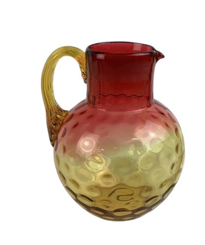 Bohemian Amberina Glass Thumbprint Pitcher (1 of 6)