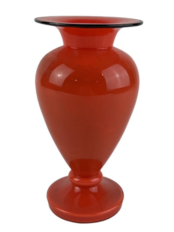 Loetz Art Deco Orange & Black Glass Tango Vase: Loetz Art Deco Orange & Black Glass Tango Vase