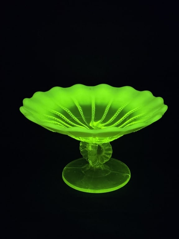 Northwood Uranium Vaseline Opalescent Compote (1 of 8)