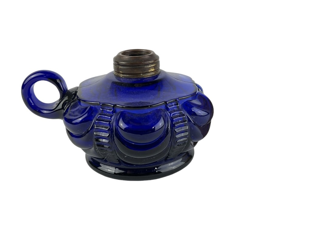 Victorian EAPG Cobalt Coolidge Drape Finger Oil Lamp (1 of 5)