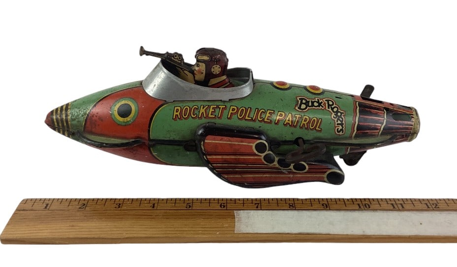 Louis Marx Buck Rogers Rocket Police Patrol: Tin litho wind-up toy. Patented 1927.