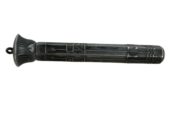 Victorian Sterling Telescoping Pencil: With chatelaine loop, Egyptian Revival Style