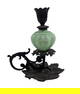 Victorian Opaque Glass & Cast Iron Chamberstick