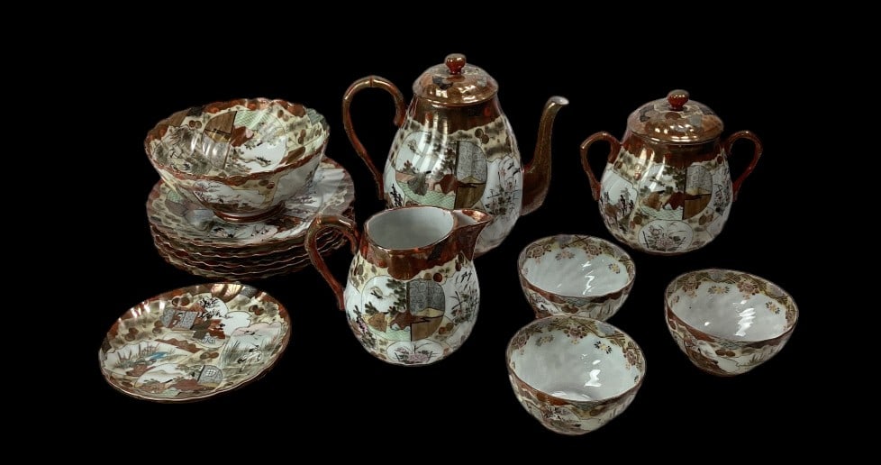 Antique Japanese Kutani Porcelain Tea Set Signed (1 of 20)