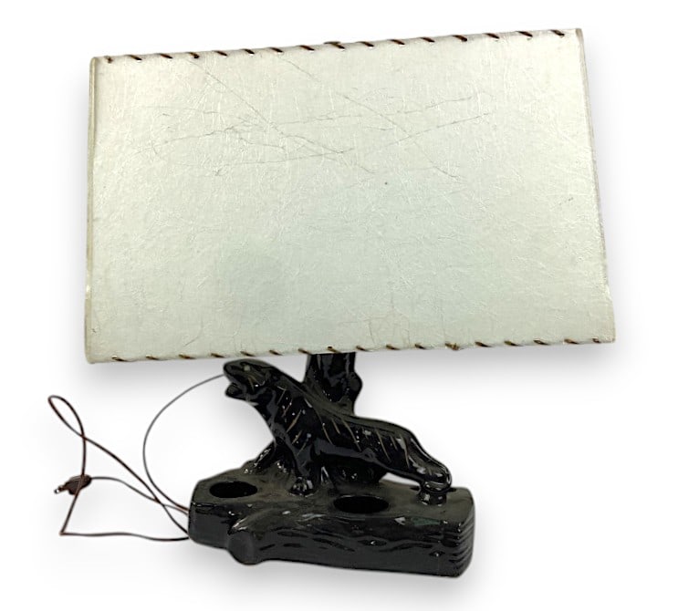 MCM Black Panther Lamp with Fiberglass Lamp Shade (1 of 9)