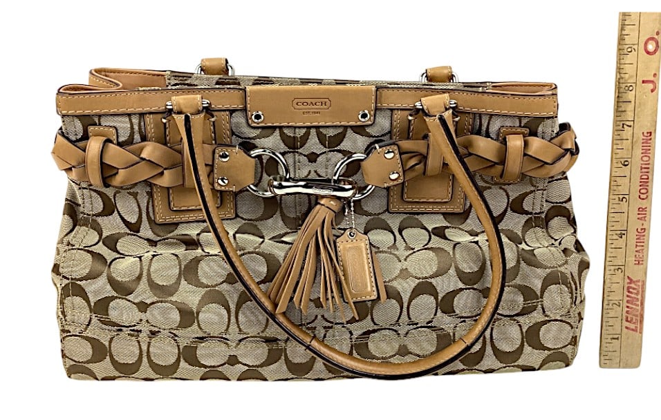 Coach, Tan, Hampton Signature Carryall Canvas Tote Bag: Coach, Tan, Hampton Signature Carryall Canvas Tote Bag