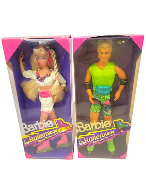 Barbie Rollerblade, Barbie and Ken, 1992, #2214 & #2215: Barbie Rollerblade, Barbie and Ken, 1992, #2214 & #2215