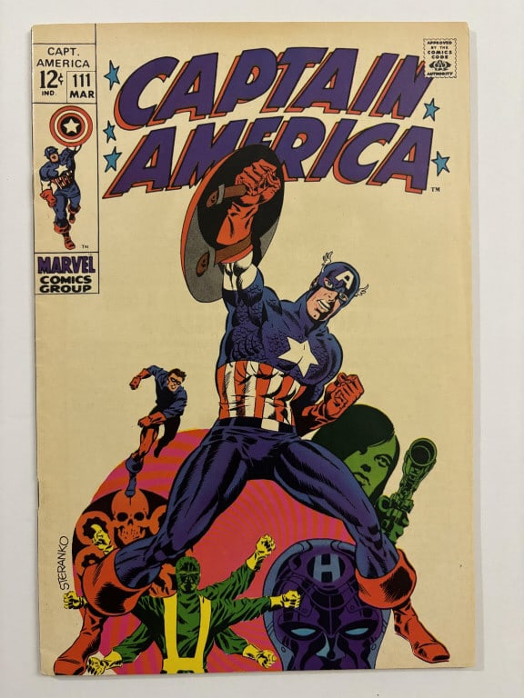 Captain America 111 Very Fine Range 1969 Steranko: Captain America 111. This comic appears to be in the Very Fine condition Range. 1969 Steranko - This comic has not professionally graded, cleaned, or pressed. This is a classic Steranko Cover from the