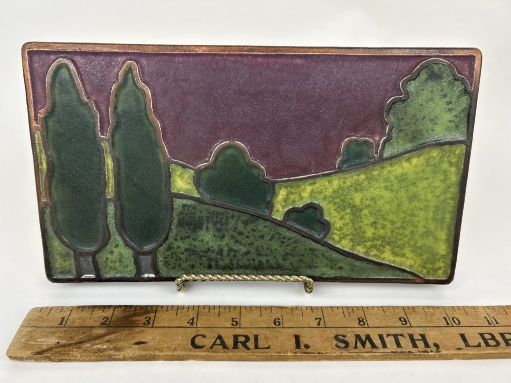 Pewabic Pottery, Landscape Tile Art, 6x10, stamped, 1998 (1 of 3)