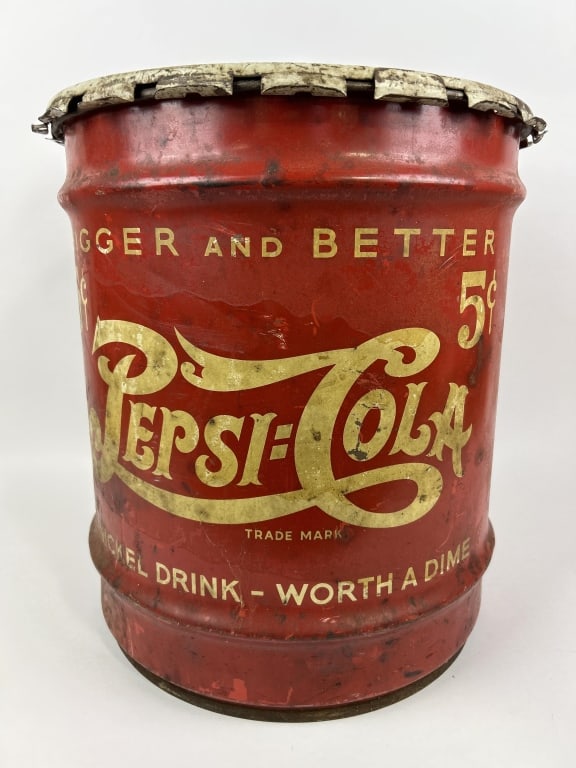 2 Dot, Pepsi- Cola, 5 Gallon, Syrup Drum, with lid, circa 1940s (1 of 6)