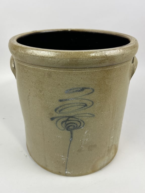 3 Gallon, Bee Sting, Stoneware Crock, Glazed over chip on handle (1 of 6)