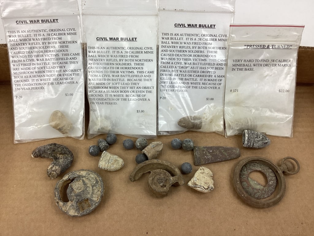 Dug Civil War Relics Including Bullets and Musket Balls (1 of 3)