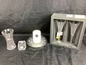 (4) Waterford, Crystal, Meridian some clock, removable face, Flared 7" Crystal Vase, The Millennium