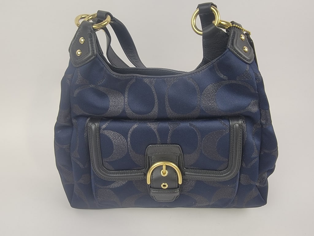 Coach, Campbell, Signature C, Metallic Blue/Black, Shoulder Bag: Coach, Campbell, Signature C, Metallic Blue/Black, Shoulder Bag