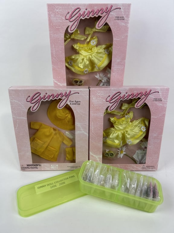 Ginny, Collector Pins 1996-2006,  3 Clothing Accessory Box sets, Yellow Rain Suit '95, 2 Identical (1 of 6)