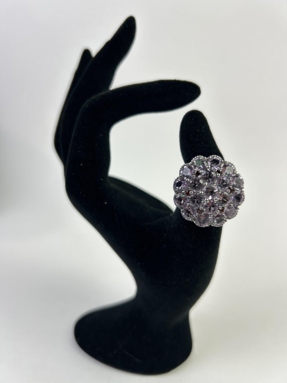 Sterling & Pink Kunzite Cocktail Ring 8.825 grams (1 of 8)