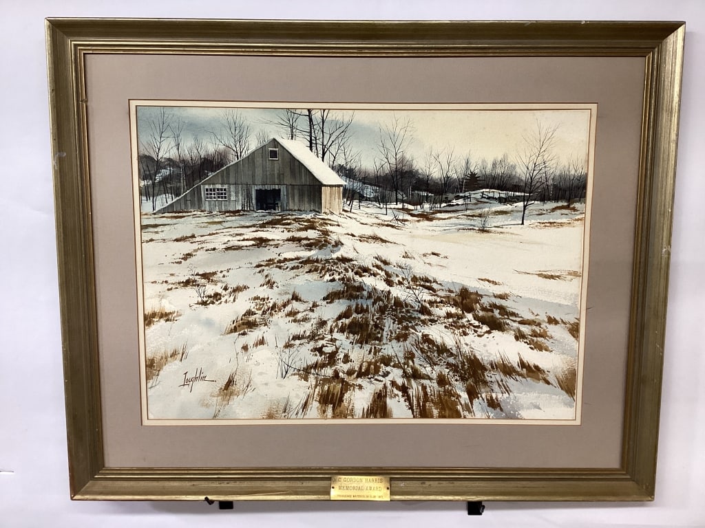 John Leo Loughlin Winter Landscape Watercolor Painting (1 of 5)