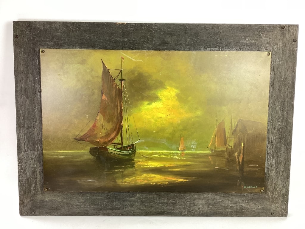 Eugene Daymude Oil On Masonite Seascape Painting (1 of 6)