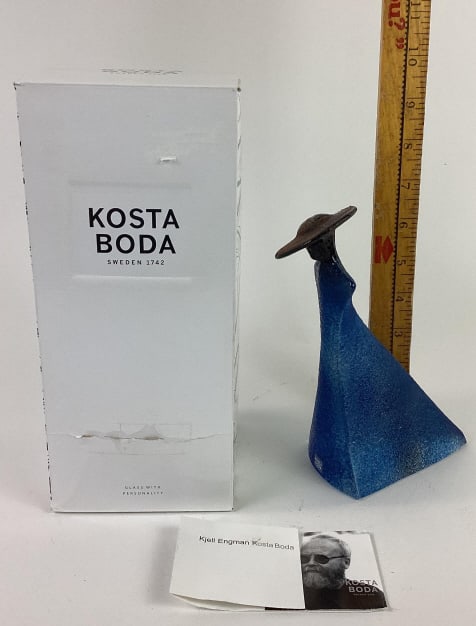 Kosta Boda Kjell Engman Catwalk Glass Scultpure: Kosta Boda Kjell Engman Catwalk Glass Scultpure with original box and card.