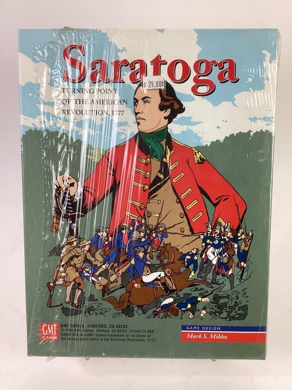 American Revolution Game Saratoga GMT: Saratoga - Turning Point of the American Revolution, 1777. 1998 GMT Games #9801. Sealed, seal torn, unplayed