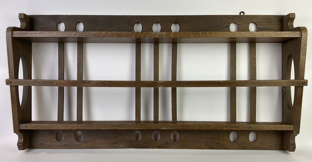 Mission Arts & Crafts Oak Plate Rack: Mission Arts & Crafts Oak Plate Rack 20.5 inches high x 40.5 inches wide x 6 inches deep.