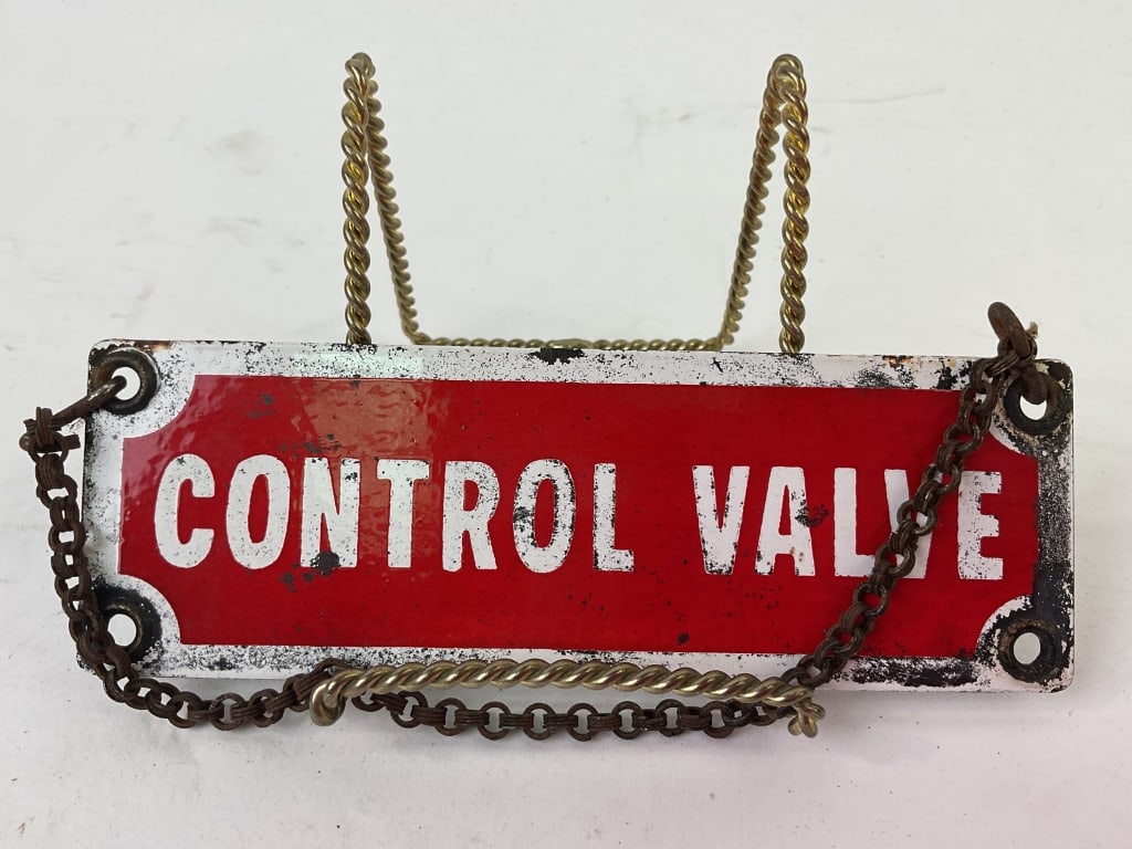 Railroad Enameled Metal Sign Control Valve (1 of 3)