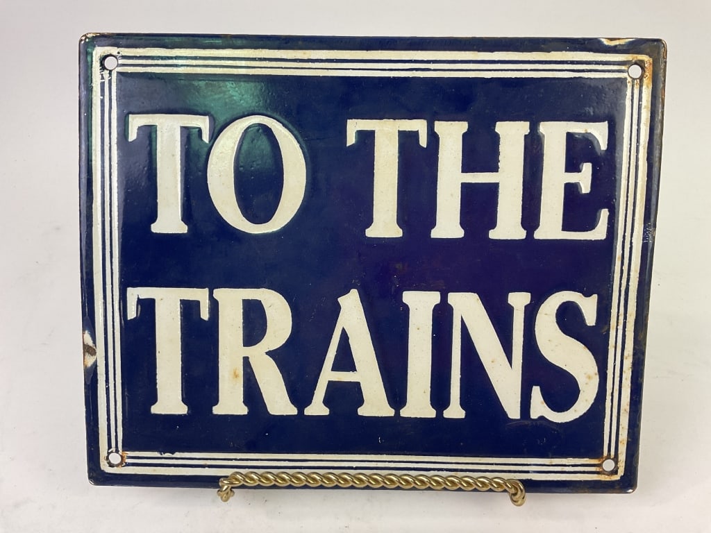 Antique Railroad Enameled Metal Sign (1 of 3)